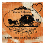 Chevron orange cet invitation en avant de mariage 