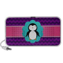 Chevrons de fantaisie de pourpre de pingouin haut-parleurs ordinateur portable