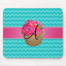 Chevrons roses de turquoise de petit gâteau de mon tapis de souris