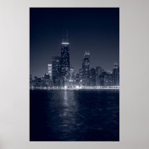Chicago sur le lac, le noir et le blanc posters