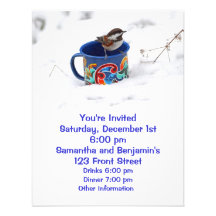 Chickadee en photo d'hiver carton d'invitation