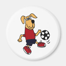 Chien BL drôle jouant au football Aimant