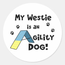 Chien d'agilité de Westie Adhésifs Ronds