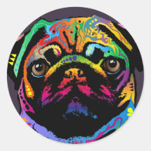 Chien de carlin autocollants
