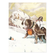 Chien de St Bernard à la délivrance Carte Postale