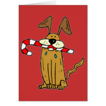 Chien de sucre de canne cartes de vœux