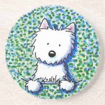 Chien de Westie sur le caboteur de Pointillism Dessous De Verres