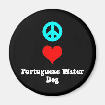 Chien d'eau portugais d'amour de paix magnets pour réfrigérateur