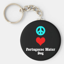 Chien d'eau portugais d'amour de paix porte-clés