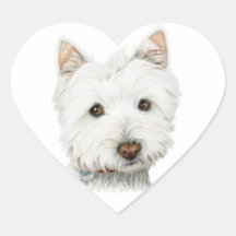 Chien en pastel de Westie Autocollant En Cœur