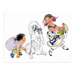 Chien et fille de danse cartes postales