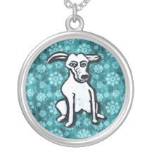 Chien flower power - bleu colliers