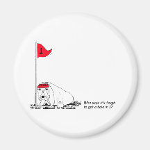 Chien jouant au golf humoristique aimant