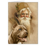 Chien vintage de pitbull du père noël et d'animal  carte
