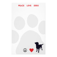 Chiens d'amour de paix papier à lettre personnalisable