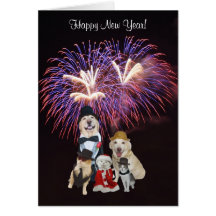 Chiens et bonne année mignons de chats cartes de vœux