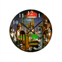 Chiens jouant l'horloge murale de tisonnier