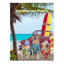 Chiens/partie drôles personnalisables de plage car cartes postales