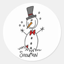 Chiffre autocollant de bâton de bonhomme de neige