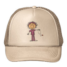 Chiffre femelle blanc T-shirts et cadeau de bâton  Casquette De Camionneur