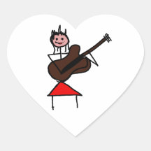 chiffre femelle rouge rose de bâton de guitare de  autocollants