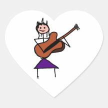 chiffre femelle visage rose de bâton de guitare du autocollants