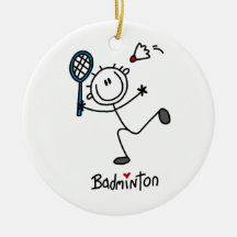 Chiffre masculin de base badminton de bâton ornement de noël