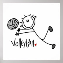 Chiffre masculin de base volleyball de bâton posters