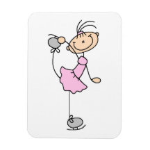 Chiffre rose patineur de bâton de fille de glace magnet