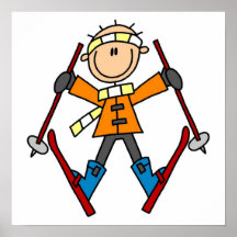 Chiffre T-shirts et cadeaux de bâton de skieur Posters