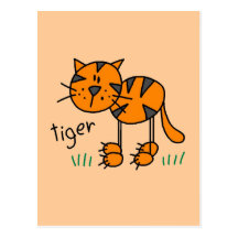 Chiffre T-shirts et cadeaux de bâton de tigre Cartes Postales