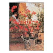 Childe Hassam - géraniums rouges Cartes