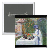 Childe Hassam - le service à thé de Terre-Cuits Pin's Avec Agrafe
