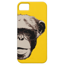 Chimpanzé Geeky dans la caisse jaune de l'iPhone 5 Coque iPhone 5