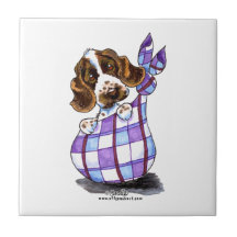 Chiot anglais de sac à cocker carreaux en céramique