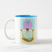 Chiot de carlin, bleu mug à café
