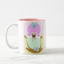 Chiot de carlin, rose mugs à café