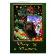 Chiot de Labrador dans l'humeur de Noël Carte De Vœux