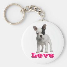 Chiot Keychain de bouledogue français d'amour Porte-clés