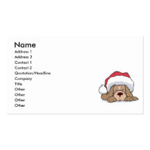 chiot mignon dans le chapeau de père Noël Cartes De Visite Personnelles