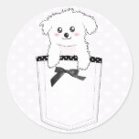 Chiot mignon de poche autocollant rond
