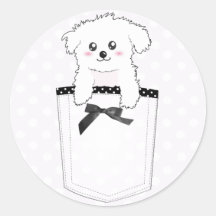 Chiot mignon de poche autocollant rond