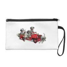 Chiots et camion de pompiers dalmatiens sac à main avec dragonne