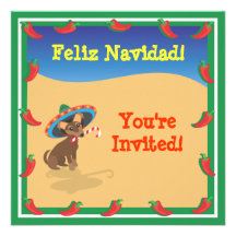 Chiwawa avec Sombero, invitations de Noël de cactu