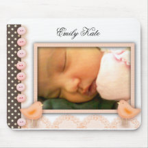 Chocolat et thème rose de bébé de point de polka tapis de souris