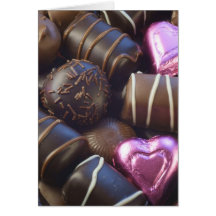 chocolats avec l'aluminium rose carte de vœux