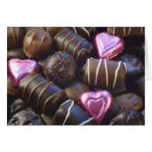 chocolats avec l'aluminium rose carte de vœux