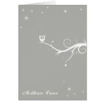 Chouette sur une branche - argent carte de vœux