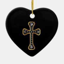 Christian Cross with "Onyx" Stones Christmas Ornament