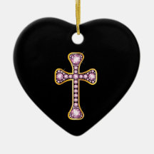 Christian Cross with "Rose Quartz" Stones Ornaments